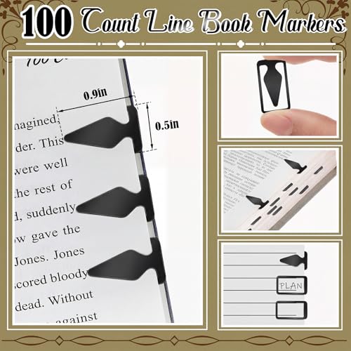 Spakon 100 Count Tin Mixed Metals Book Line Markers, Black - color: Black
