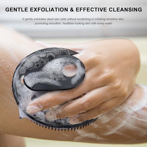 INNERNEED Silicone Body Scrubber Gentle Exfoliating Brush, Black+Green+Pink - color: (Set3) Black+dark Green+pink