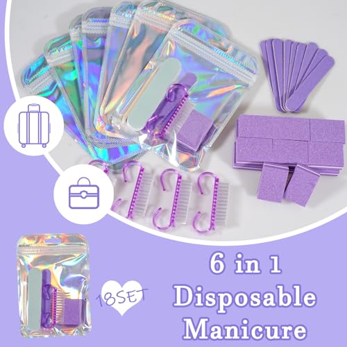 18 Set Disposable Manicure Kit Set, Press On Nail Tool Kit (Purple) - color: Purple