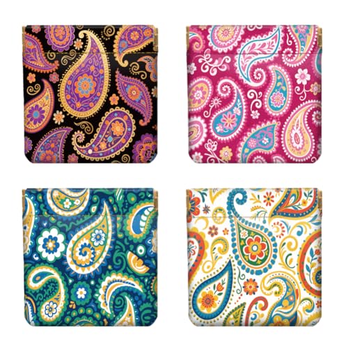 Peacoblue Paisley Pattern Coin Purse,PU Leather Squeeze Pouch 4PCS - style: Paisley Pattern