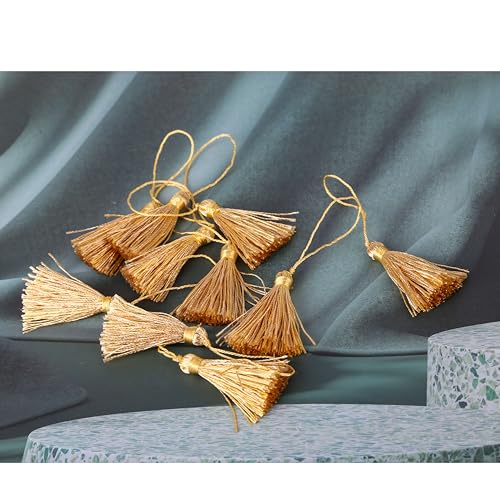 BEL AVENIR 45 pcs Mini Bookmark Tassels 3.75inch Silky Key Tassel-New Gold - color: New Gold