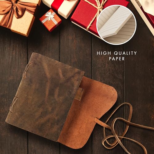 ELIZO Leather Journal Notebook Leather Bound Journal for Men Lined Writing Journals for Women, Small Travel Journal Diary (5x7) - size: 5X7 (Strap Closure)