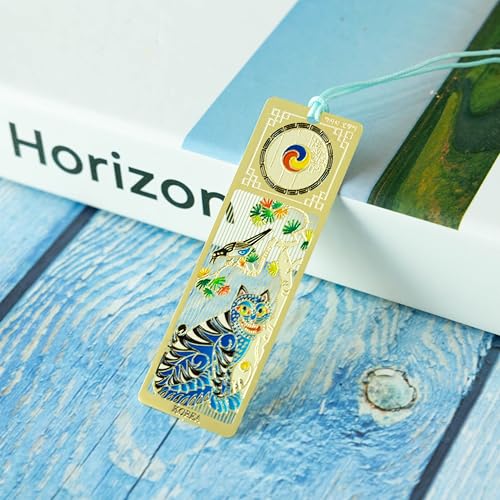 Korean Bookmark Set 3 Pack with Tassels Blue and Gold Metal Page Holder Reading Accessories for Book Lovers Cute Bible Bookmark Gift 1x3 Inch (Gold Tiger) - color: Gold Tiger