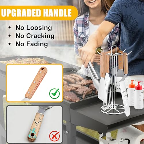 HaSteeL Griddle Accessories, 20Pcs Flat Top Grill Accessories for Camping - style: Wooden handle 20pcs