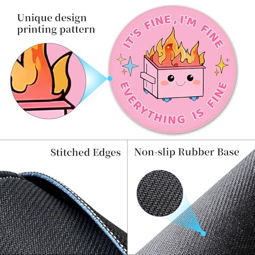 Hancynir Cute Mouse Pad, Dumpster on Fire Round Mousepad for Office Desk - color: Cute Dumpster