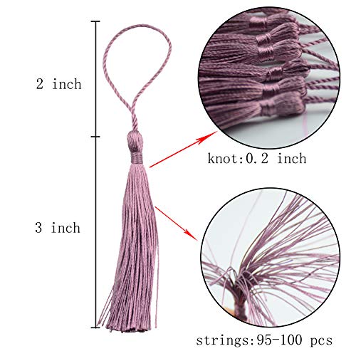 100Pcs 5 Inch Silky Bookmark Tassels for Jewelry, Souvenir(45 Purple) - color: #45