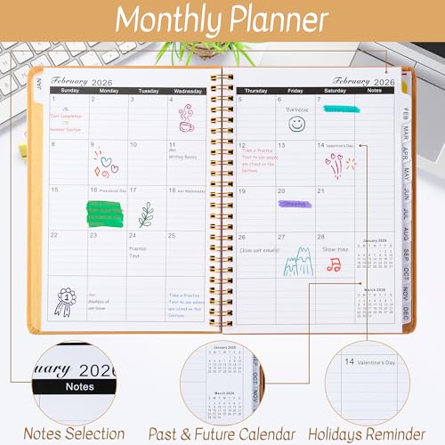 Xqumoi 2026 A5 Planner - Funny Shit Sweary 2026 Weekly and Monthly Planner Adult Humor Writing Notebooks, Jan. 2026 - Dec. 2026, Hardcover Calendar with Tabs Stickers Back Pocket Twin-Wire Binding - color: Shit Sweary 2026, size: A5