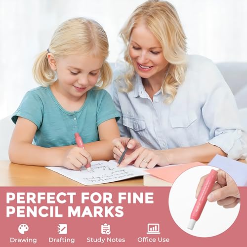 Nicpro Rotary Retractable Eraser with 5 PCS Refills-Pink - color: Pink