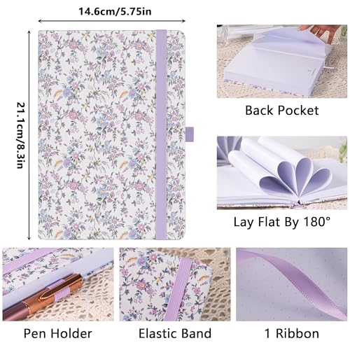 TIEFOSSI Dotted Journal for Women, A5 Dotted Grid Notebook for Writing - color: Purple, size: Dotted