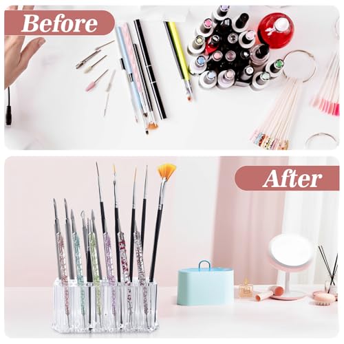 Nail Art Tool Organizer, Nail Brush Holder, Nail Technician Gifts, Storage for Storing Pro Beauty Finger Nailcare Art Kit Tools Makeup Display Case Refillable Container Holder Organization