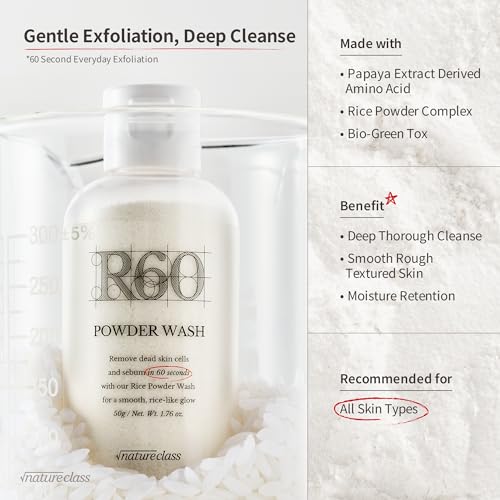 R60 Rice Powder Face Wash, Enzyme, Korean Skin Care, 1.76oz