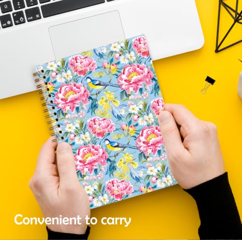 Qykwz Vintage Pink Peony Floral Bird Spiral Notebook 5.5x8.3 - color: Color_G