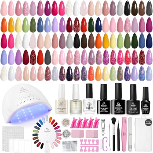 Beetles Gel Nail Polish Kit with U V Light - 68Pcs Gel Nail Kit 35 Colors - color: C-Outfit Collection