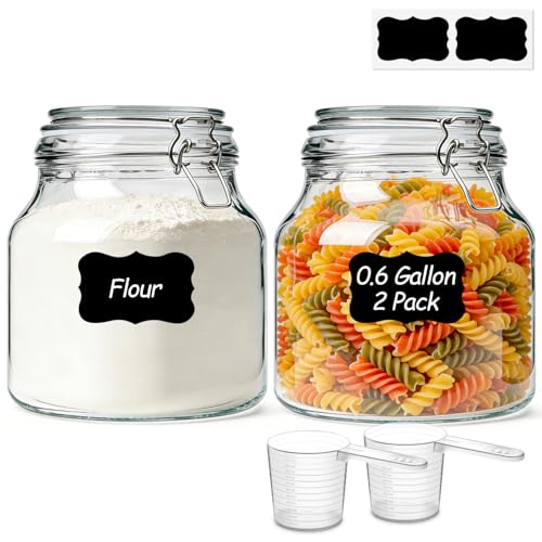 ComSaf Glass Pantry Jars with Airtight Lids 74 oz 2 Pack Large Wide Mouth - size: 74 fl oz x 2 - Wide Mouth