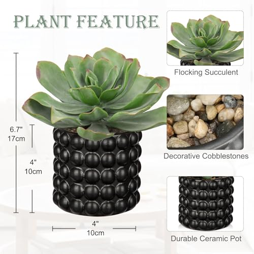 Briful Succulents Plants Artificial for Home Decor, Realistic Potted Fake Plant, Bubbled Plant Pot, Cute Succulents Faux Plant, Shelf Tables Decor, Modern Farmhouse Home Decorations - color: Succulents-bubble Ceramic Pot