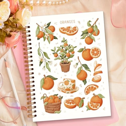 JXREQ Orange Fruit Notebook Journal for Women Diary Writing, Oranges Journaling Notebooks for Note Taking, School Office Supplies, Summer Fruit Spiral Notebooks 5.5x8.3 - color: Fruit 8