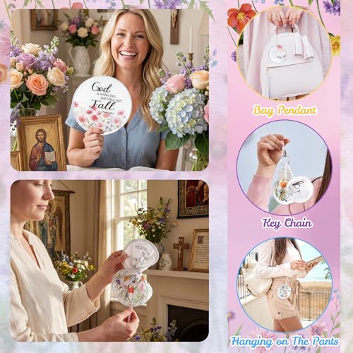 R HORSE 50Pcs Christian Church Fans Bulk Wildflower Folding Handheld Fan - color: Wildflower