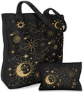 Miss Adola Canvas Tote Bag with Matching Makeup Pouch - color: Sun Moon Sign