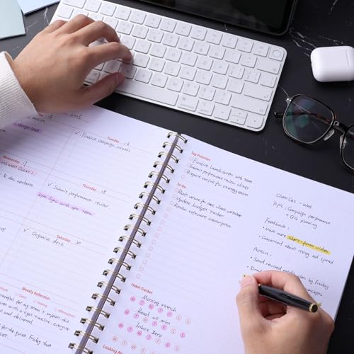 Undated Weekly Planner, 8.5" x 11", Dashboard Layout, Black - color: Black, size: 8.5" x 11" (Letter)
