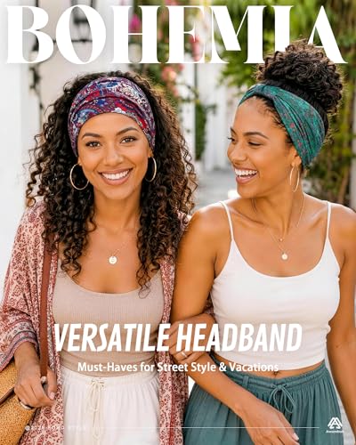 Awumbuk Wide Headbands for Women Knotted Non Slip, Soft Moisture Wicking Head Bands for Workout Sports Yoga 8 Pack - color: Boho red