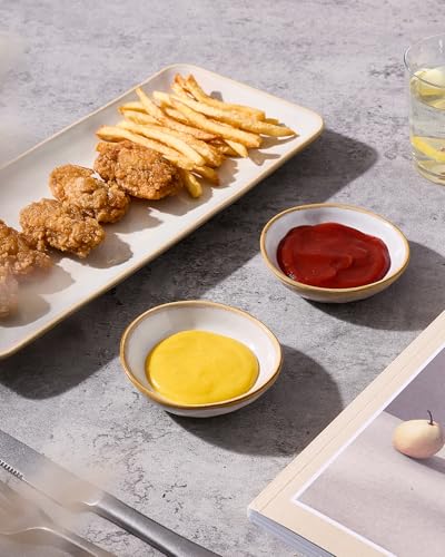 famiware Soy Sauce Dish, 2.1oz Dipping Bowl Set of 6, Cappuccino White - color: Cappuccino White, size: 6pcs