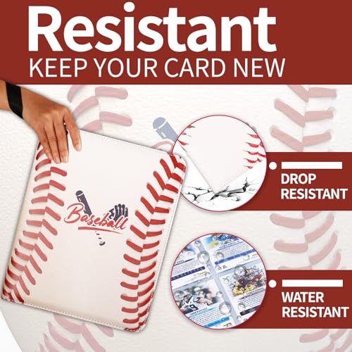 Baseball Card Binder, 1080 Pockets 9-Pocket Trading Card Album with Zipper - color: Baseball A