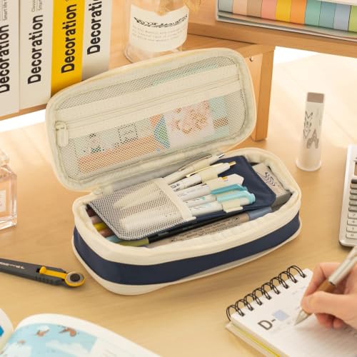EASTHILL Big Capacity Pencil Case Large Pencil Pouch Stationery Pen Bag for Teen Girls-Navy - color: Navy