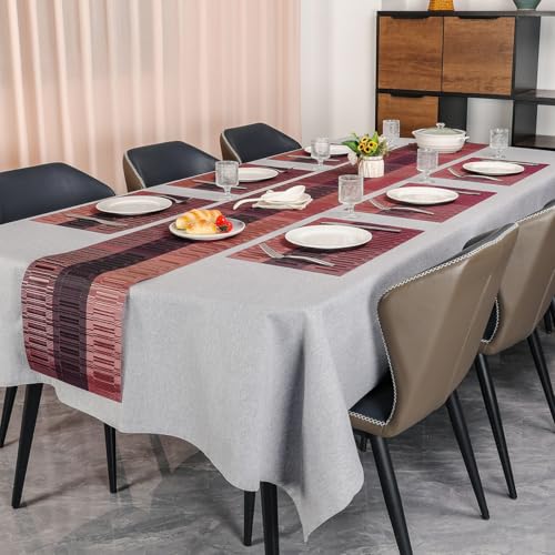 Placemats Set of 6, Vinyl Woven Heat-Resistant Place Mats - color: Purple Red, size: Set of 6