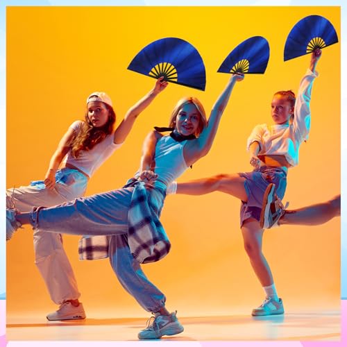 Maitys 2 Pack Foldable Fans for Rave Dancing,Dark Color,Gradient Pattern - color: Dark Color, style: Gradient Pattern