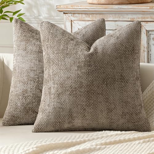MIULEE Decorative Couch Throw Pillow Covers 16x16 Inch Neutral Khaki 2 Pack - color: Khaki, size: 16" x 16" (Pack of 2)