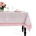 CPC Tablecloth 100% Cotton 60x90 Inch Indian Block Print Rectangle Table Cover, Washable Table Cloth for WeddingsSpring/Summer, Barbeque - Pink Sapphire - color: Pink Sapphire, size: 90" x 60" (Rectangular)