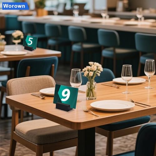 Worown 12 Pcs Mini Wooden Place Card Holders, Small Wooden Table Number Stands, Name, Price Tags Stands for Party Buffet, Wedding, Cafe Bar, Dining Room ( Black-Includes Adhesive Stickers) - color: Black