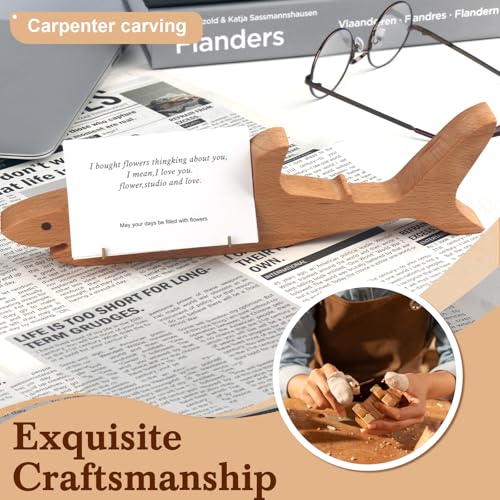 Wood Shark Shape Business Card Holder for Desk,Wood Name Card Holder - color: Beech Wood Shark Shape