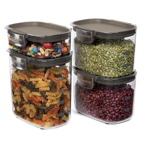 ProKeeper+ Airtight Food Storage Container Set – Clear Plastic Flour and Sugar Canister Set with Magnetic Accessories for Kitchen Organization (Taupe, 13-Piece) - color: Taupe, size: 13-Piece