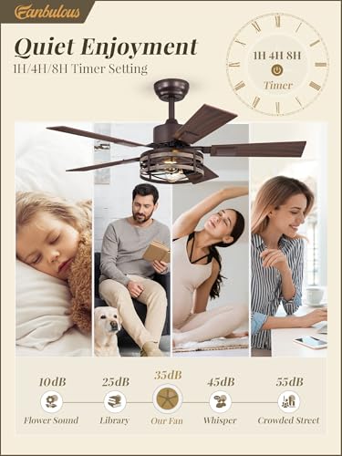 Fanbulous Farmhouse Ceiling Fan with Light & Remote, 42" Caged, DC Motor - color: Oil Bronze, size: 42 Inch