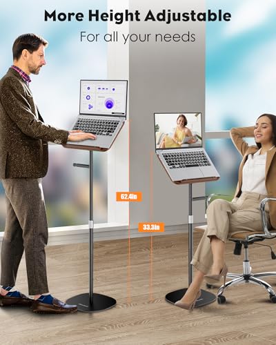 aboutool 2 in 1 Dual-use Floor Book Stand & Desktop Book Stand,Height Adjustable from 33-63in, Adjustable Book Holder with Elastic Page Clips for Music Scores, Recipe, Tablet, Laptop