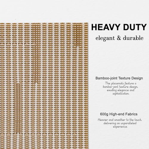 Placemats Set of 6, Vinyl Woven Heat-Resistant Place Mats - color: Beige Light Brown, size: Set of 6
