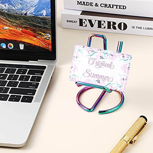 2 Pieces Metal Business Card Holder for Desk Cell Phone Stand