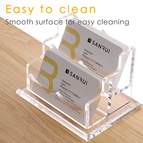 SANRUI Acrylic Business Card Holder, Clear Desk Card Display Stand 2 Slot
