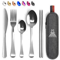 Travel Utensils With Case, 5 Pcs portable silverware set (Silver) - color: Silver, size: 5 Pieces