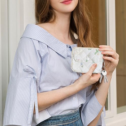 Cute Prints Cotton Quilted Coin Purse for Women Girls - color: TWO RABBITS