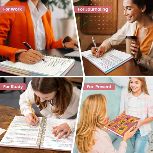 Taja Cute Large Spiral Lined Notebook for Work with 5 Removable Dividers - color: Z - Merry Whiskers