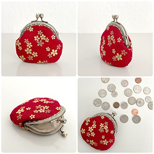 Wrapables Stylish Decorative Coin Purse, Clasp Wallet, Red Blossoms - color: Red Blossoms