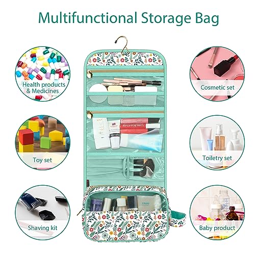 FINTIE Hanging Toiletry Bag Portable Travel Cosmetic Makeup Organizer - color: Spring