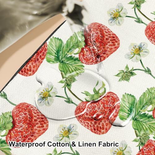 Boho Makeup Bag, Watercolor Strawberry Cosmetic Bag Makeup Organizer Pouch - color: Strawberry