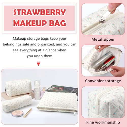 3 Pcs Makeup Bag Cosmetic Bag Set for Girls Women Checkered Travel Organizer Bathroom Toiletry Pouch Large Capacity Storage Bag(Small Flower Blue) - color: Small Flower Blue