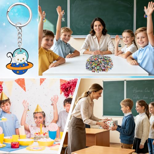 Cute Keychains Bulk, Keychain Charms Key Chain Trinkets Backpack Charms Accessories Keyring for Classroom Prizes - color: Astronaut-200pcs