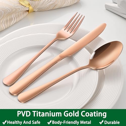 Rose Gold Tea Spoon Set Of 8, 6.7 Inch Stainless Steel Dessert Spoons, Copper Coffee Spoons Set, Metal Silverware Small Spoons For Kitchen - color: Rose Gold
