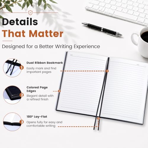 CAGIE College Ruled Journal for Men & Women, Softcover A5 Leather Notebook - color: Black, size: 1 Pack