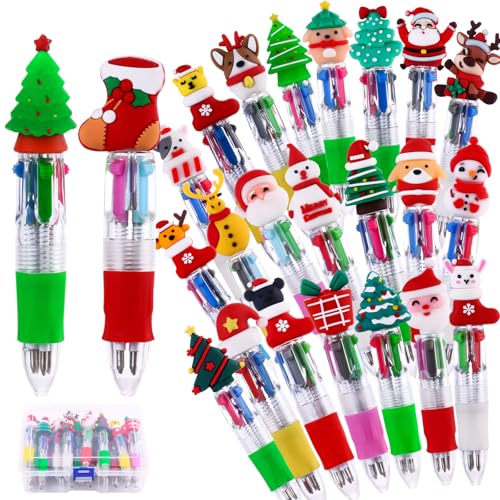 24PCS Christmas Multicolor Pens 4 Colors in 1 0.7mm Cute Gifts Pens - style: Christmas-24pcs